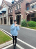 COZOK女生羽絨棉服女外套秋冬款羊羔絨加絨加厚學(xué)生兩面穿短款棉服棉衣 藍色-兩面穿 XL 【建議115-125斤】 曬單實拍圖