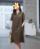 clotho Rennie品牌女裝休閑棉麻連衣裙女夏季2025年新款時(shí)尚簡(jiǎn)約遮肚顯瘦裙子 咖色 M 曬單實(shí)拍圖