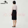 哥弟（GIRDEAR）女裝通勤中長三醋酸半身包臀裙（附腰帶）1200134 黑 2XL (6碼) 曬單實拍圖