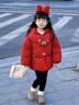 班喜迪兒童棉服冬裝加厚男童紅色外套女童棉衣冬季寶寶周歲禮服棉襖衣服 紅色 130 cm 曬單實拍圖