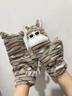 趣木也新款貓咪冬季超萌可愛(ài)卡通加厚防寒保暖翻蓋兩用手套女冬季 灰貓 曬單實(shí)拍圖