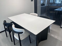 晨巢實(shí)木巖板餐桌椅家用小戶(hù)型飯桌詫寂風(fēng)長(cháng)方形西餐桌簡(jiǎn)約餐廳家具 抗菌啞光純白+黑色桌腳+2黑2白羊角椅 1.6米 一桌四椅【全托底板】 曬單實(shí)拍圖