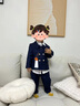 GOKU男童西套裝秋季鋼琴演出主持人西服兒童合唱服高端周歲男寶寶禮服 藍西裝+馬甲+褲子+襯衫領(lǐng)結胸花 90 （建議體重20-25斤） 曬單實(shí)拍圖