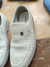 老人頭男鞋夏季新款頭層牛皮沖孔透氣舒適商務(wù)休閑鞋百搭套腳輕便皮涼鞋 白色鏤空 40 曬單實(shí)拍圖