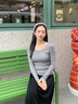Teenie Weenie小熊女裝毛衣春季簡約舒適時尚撞色款圓領(lǐng)刺繡針織衫 中灰色 XS 155 曬單實拍圖