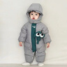 木木屋（mumuwu）品牌童裝嬰兒羽絨服連體衣白鴨絨新生兒衣服保暖寶寶外出服冬裝 深灰色 80 適合8-10個月體重19-23斤 曬單實(shí)拍圖