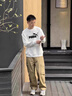 衛衣男秋冬季純棉圓領(lǐng)長(cháng)袖T恤打底衫中青年加絨加厚男士大碼上衣 黑色 L 曬單實(shí)拍圖