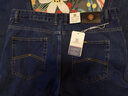 AEMAPE高端蘋(píng)果男士夏季薄款牛仔褲100%純棉直筒高腰深襠中年長(cháng)褲爸爸裝 深藍色 34 （2尺7） 曬單實(shí)拍圖