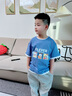 巴布豆兒童t恤男童短袖夏季中大童假兩件半袖上衣時(shí)尚設計感純棉童裝 牛仔藍 超人巴布 140 曬單實(shí)拍圖