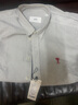 AMIPARIS【經(jīng)典款】男士經(jīng)典紅色愛心刺繡休閑棉質黑白條紋長袖襯衫 004黑色/白色 BFHSH113.471 40 曬單實拍圖
