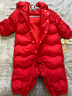 英氏新生嬰兒外出服保暖連帽哈衣冬季男女寶寶羽絨長(cháng)袖連體衣超韌絨 紅色 80 cm （建議9-18個(gè)月） 曬單實(shí)拍圖