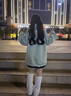 LPOX美式復古印花字母連帽衛(wèi)衣女ins秋冬季新款寬松情侶加絨上衣潮 綠色[春秋薄款] S 適合60-85斤 曬單實拍圖