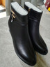 富貴鳥(niǎo)中年女鞋粗跟真皮短靴女款厚底增高皮靴女靴軟底媽媽鞋加絨可選 黑色【跟高4CM】 38 曬單實(shí)拍圖