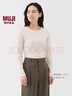 無(wú)印良品（MUJI）女式 起毛羅紋編織半高領(lǐng)長(cháng)袖T恤 上衣打底衫女款內搭春秋女裝 白色 5A L （165/88A） 曬單實(shí)拍圖