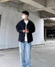 NEW OR MODE美式復(fù)古高街牛仔外套男新款春秋季青少年潮牌痞帥高級感夾克上衣 灰色 XL 曬單實拍圖