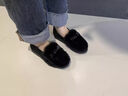冬季棉鞋女軟底毛毛鞋平底媽媽鞋一腳蹬休閑鞋防滑保暖冬鞋豆豆鞋 黑色蝴蝶結 39 【建議買(mǎi)大一碼】 曬單實(shí)拍圖