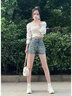 啟動(dòng)引擎復(fù)古牛仔短褲女夏季2025年新款高腰辣妹彈力顯瘦a字小個(gè)子熱褲子 黃泥色 XS 曬單實(shí)拍圖