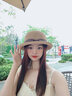 云見(jiàn)森知優(yōu)雅有型卷邊小禮帽女夏天淑女遮陽(yáng)帽子韓版潮草編漁夫帽出游草帽 卡其-卷邊小禮帽 曬單實(shí)拍圖