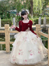 DOMIAMIAKIDS女童禮服高端輕奢兒童生日公主裙秋冬主持人演出服女紅色長(zhǎng)袖 紅色長(zhǎng)裙 【贈(zèng)裙撐】 均碼 160cm 曬單實(shí)拍圖