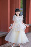 小咔衣濃女童禮服輕奢小眾高端兒童鋼琴演奏演出服主持人花童婚紗女孩夏季 香檳色無(wú)袖長(cháng)款 130 曬單實(shí)拍圖