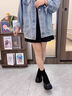 OLJ奢侈高端品牌女鞋厚底馬丁靴秋季新款通勤時(shí)尚氣質(zhì)百搭粗跟瘦瘦靴 黑色 37 曬單實(shí)拍圖