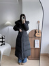 厚公主長款羽絨服女2025冬季新款修身顯瘦加厚保暖外套大毛領過膝 黑色 XL 330G建議130-155斤 曬單實拍圖