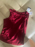 啄木鳥(niǎo)彈力修身短款針織吊帶背心女夏季外穿收腰露臍無(wú)袖上衣 紅色 XL 曬單實(shí)拍圖