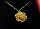 中國黃金（CHINA GOLD）足金牡丹花吊墜女款花朵黃金項鏈鎖骨鏈情人節(jié)生日禮物送女友媽媽 【今/次日達】牡丹花吊墜+配S925鏈約1.1g 曬單實拍圖