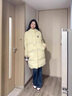 舒芳蝶（shufangdie）棉服女冬季2024年新款韓系中長款奶黃牛角扣棉衣棉襖厚外套小個子 奶黃 M 曬單實拍圖