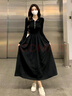 入秋謠秋冬赫本風(fēng)顯瘦美拉德大擺裙高級感桔梗茶歇內搭拉鏈小黑裙子 黑色 M 曬單實(shí)拍圖