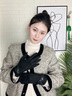 十竹仿麂皮絨手套女冬季新款加絨保暖防寒觸屏騎行開車防風(fēng)寒手套觸屏 黑色【可觸屏】修飾手型不臃腫 曬單實(shí)拍圖