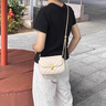 VQGT小香風(fēng)包包時(shí)尚女士單肩斜挎包女生菱格鏈條包生日禮物休閑女包 奶油白(收藏加購，送 真皮保養油 曬單實(shí)拍圖