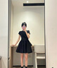 妙奕嘉連衣裙裙子夏季女裝2026年新款少女感收腰顯瘦遮肚子小黑裙小個(gè)子 掐腰小黑裙【短款】 S 【建議95斤內】 曬單實(shí)拍圖