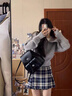 風(fēng)采兔毛衣女2024秋冬新款甜美撞色洋氣半拉鏈翻領(lǐng)慵懶風(fēng)復(fù)古坑條針織衫 淺灰色 均碼 曬單實(shí)拍圖