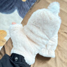 妙奕嘉冬季手套女保暖可愛毛絨半截翻蓋露指半指手套玩雪加絨加厚學(xué)生 胡蘿卜兔耳翻蓋手套【米色】 曬單實(shí)拍圖