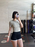 科特迪蘭品牌騎行運動(dòng)女短袖夏季涼感修身半拉鏈防曬戶(hù)外上衣帶胸墊無(wú)束縛 次元灰 M 曬單實(shí)拍圖