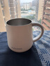 富光不銹鋼馬克杯帶蓋高顏值杯子咖啡杯316L保溫桌面水杯帶勺子 奶杏白（加購下單送鋼勺）450ml 曬單實(shí)拍圖