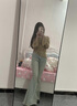 若盼復古高腰魚尾牛仔褲新款辣妹修身設計感毛邊顯瘦拖地微喇長褲子潮 做舊藍【魚尾】 XS 建議70-80斤內 曬單實拍圖