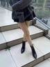 卡帝樂(lè )鱷魚(yú)（CARTELO）2025秋冬新款真皮低跟女鞋側拉鏈尖頭軟皮女靴金屬異型跟拼接短靴 焦糖色升級版 36 曬單實(shí)拍圖