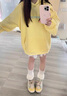 DXOT美式復(fù)古字母刺繡連帽衛(wèi)衣女2025新款早秋薄款慵懶風(fēng)寬松上衣外套 黃色【秋季薄款】 L 建議100-120斤 曬單實(shí)拍圖