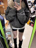 趣米樂(lè )座山雕棉服女秋冬季新款加絨派克服棉衣小個(gè)子工裝棉襖保暖厚外套 灰色 L 【建議100-120斤】 曬單實(shí)拍圖