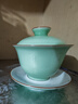 景德鎮陶瓷純色顏色釉蓋碗茶杯高溫白瓷家用功夫茶具高檔禮品送長(cháng)輩禮物 高溫顏色釉蓋碗-青煙蓋碗 曬單實(shí)拍圖
