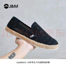 快樂瑪麗（J&M）漁夫鞋男休閑2025春夏新款麻底編織一腳蹬百搭透氣帆布單鞋男 黑色 43 265mm 曬單實(shí)拍圖