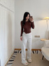 美麗衣櫥（BEAUTIFUL WARDROBE）簡(jiǎn)約百搭寬松牛仔褲女2025秋季高腰顯瘦窄版直筒闊腿褲子女 曬單實(shí)拍圖