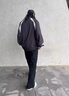 POUM褲子男春秋夏季高街直筒運動長褲青少年復古褲腳拉鏈加絨休閑褲 GY-1635黑色 XL 曬單實拍圖