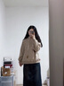 紅蜻蜓衛(wèi)衣女長袖t恤2025年秋冬季新款女裝連帽加絨加厚女士上衣女外套 奶咖色(常規(guī)) M （推薦100-109斤） 曬單實拍圖