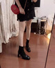 達(dá)芙妮馬丁靴女高跟鞋白色短靴2024新款粗跟春秋冬季秋冬切爾西靴 黑色 38 曬單實(shí)拍圖