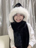 唐獅（TonLion）情侶款毛絨護耳帽子秋冬保暖帽子圍巾手套一體防風(fēng)騎車(chē)帽女雷鋒帽 黑咖 曬單實(shí)拍圖