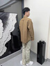 衣然呈品黃泥染牛仔褲男直筒寬松秋冬新款微喇潮流美式復古工裝休閑褲子男 黃泥色 L【建議110-130斤】 曬單實(shí)拍圖