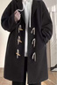 皮爾卡丹（pierre cardin）牛角扣羊毛呢子大衣男青年韓系長(cháng)款風(fēng)衣2024冬季加厚雙面呢外套 黑色 L 曬單實(shí)拍圖